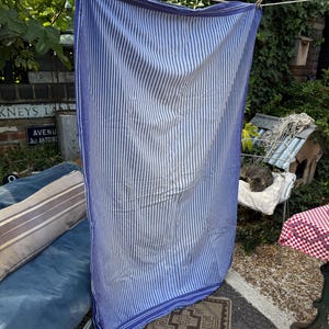 Antique French blue striped cotton ticking material fabric textile