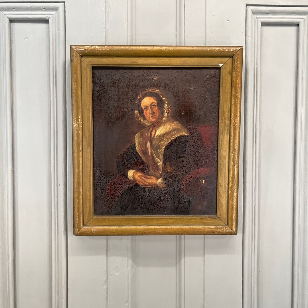 Antique Victorian Oil Painting Portrait of Senior Lady in Bonnet Called ...
