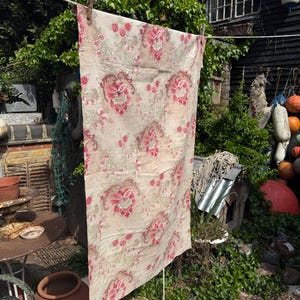 Antique French cotton floral print fabric material textile