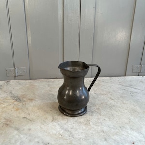 Antique French pewter pouring tankard or jug