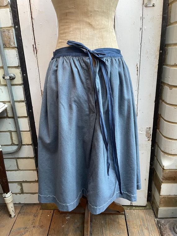 Antique vintage French handmade blue wool skirt s… - image 6