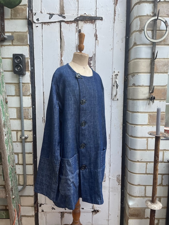 Antique vintage Dutch handmade blue indigo cotton… - image 10