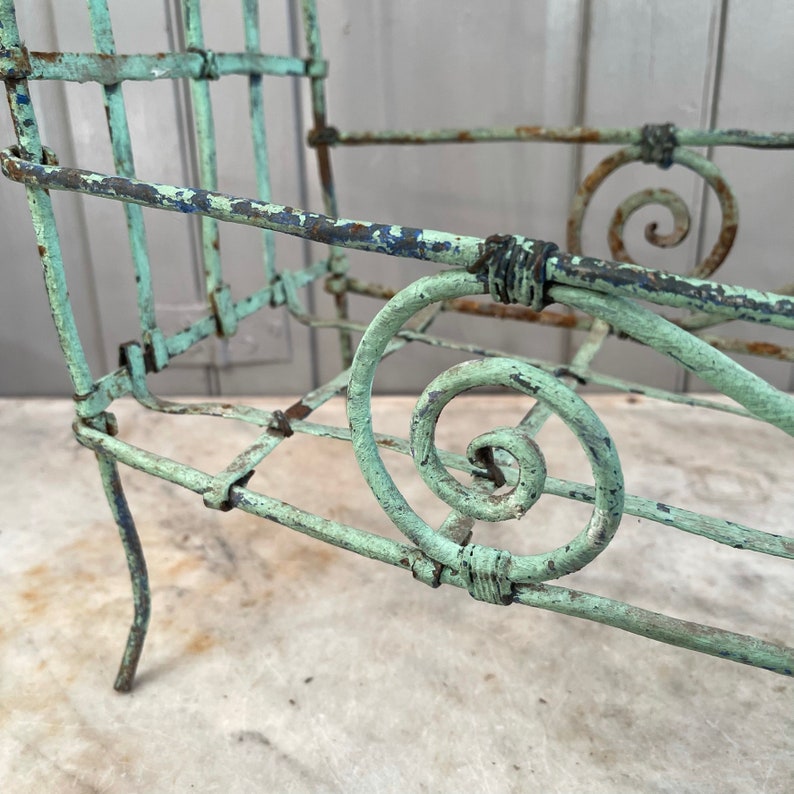 Antique French Green Wrought Iron Dolls Bed Etsy UK