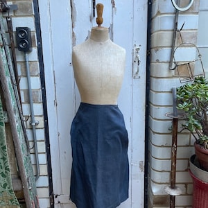 Antique French handmade grey linen apron
