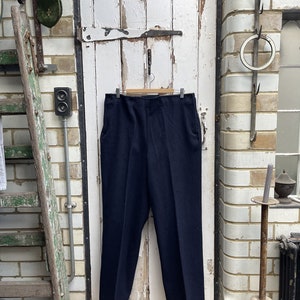 Antique vintage French handmade mens navy blue wool trousers size XS