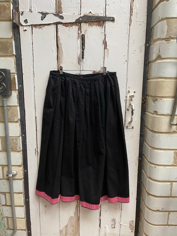 Antique French handmade black wool gathered skirt… - image 6