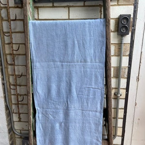 Antique French light blue linen long bolster pillowcase pillowslip cushion cover initials CV