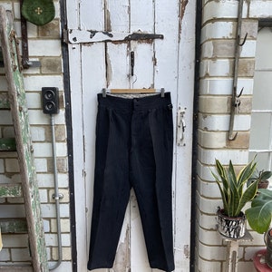 Antique black grey wool pinstriped trousers size S