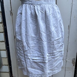 Antique white cotton apron with lace trim size S image 2