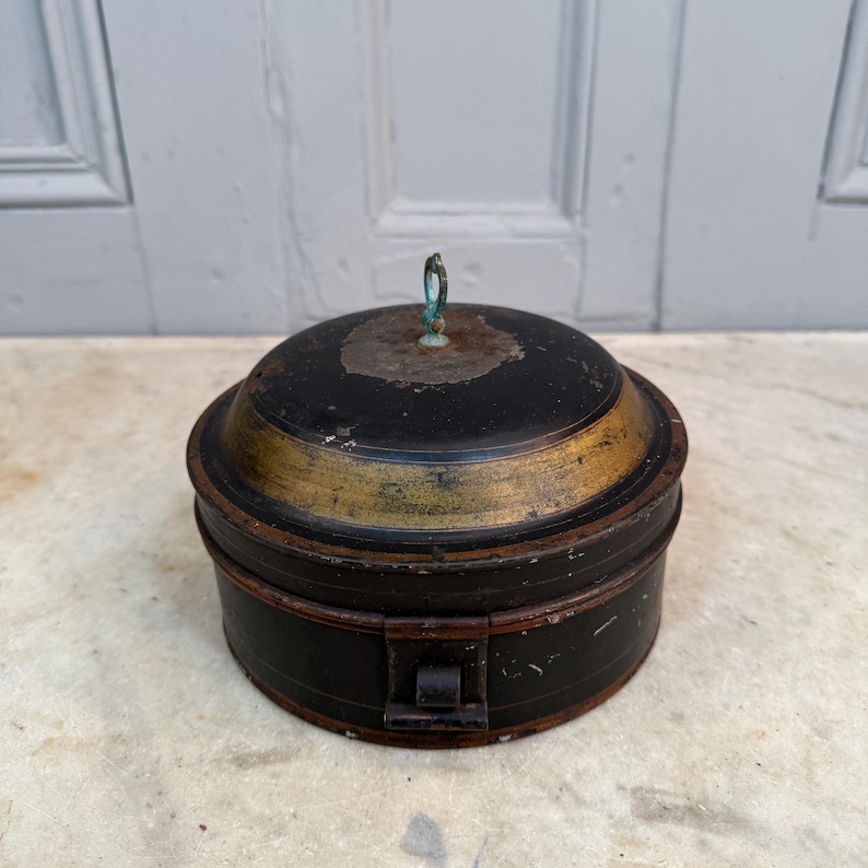 Antique Victorian Toleware Circular Spice Tin - Etsy