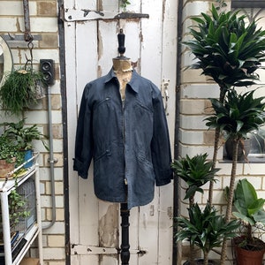Vintage French grey cotton jacket with zipper size M