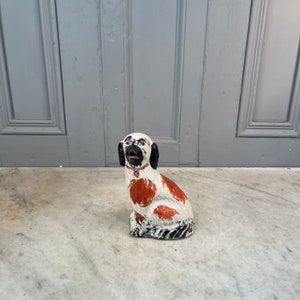 Antique 19th Century Staffordshire brown white spaniel dog ornament