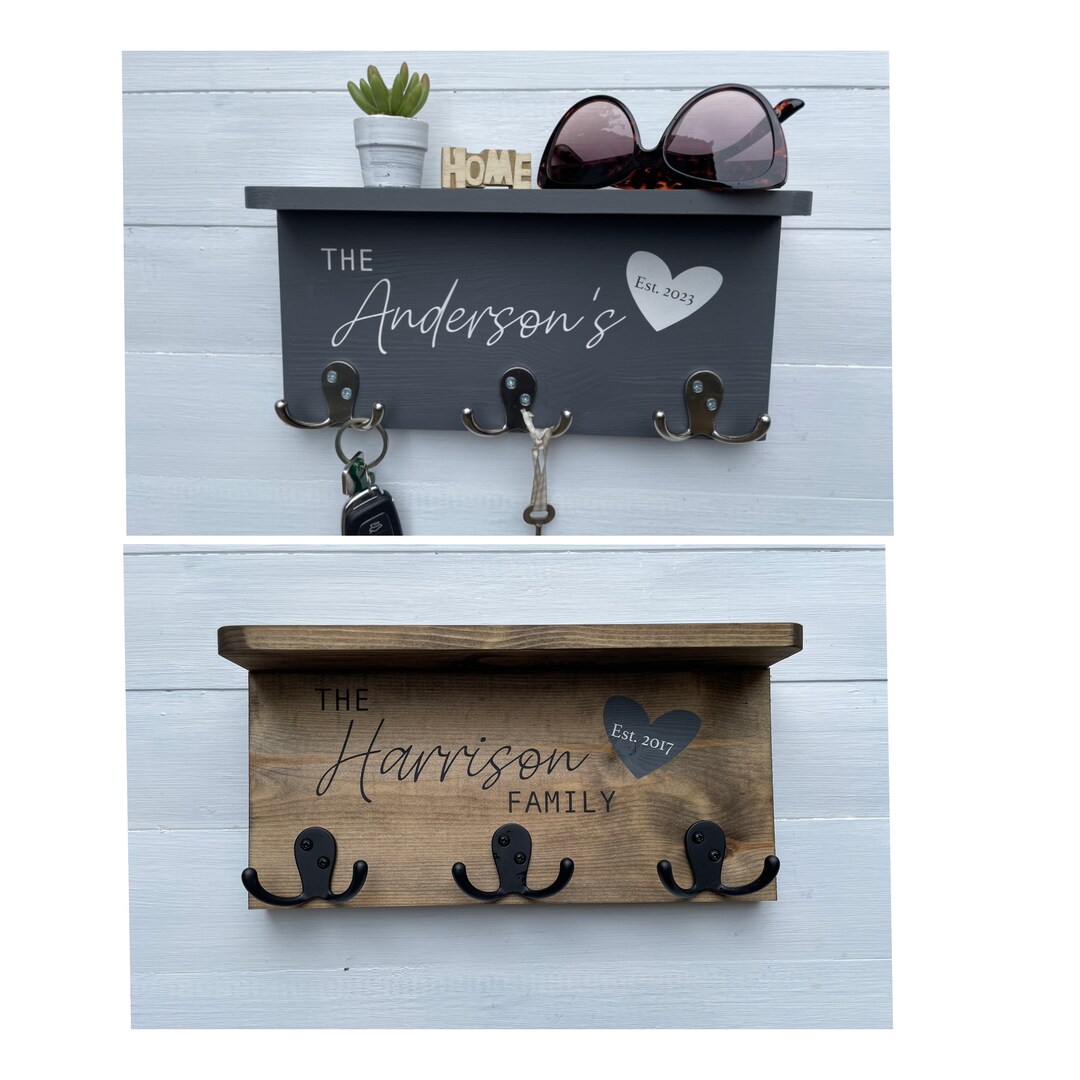 Personalised Key Holder, Key Hook With Shelf, Family Key Hooks, Gift