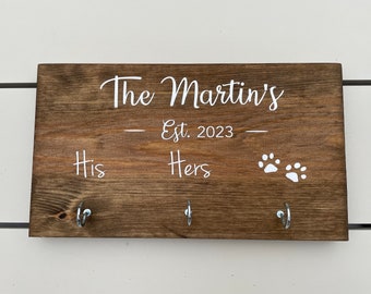 Personalized Key Holder: Couple's New Home Gift, Dog Leash Hook