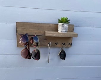 Key hook - entryway hooks - Family key hooks - Key holder with shelf -Sunglasses holder- New home gift-Asst colours