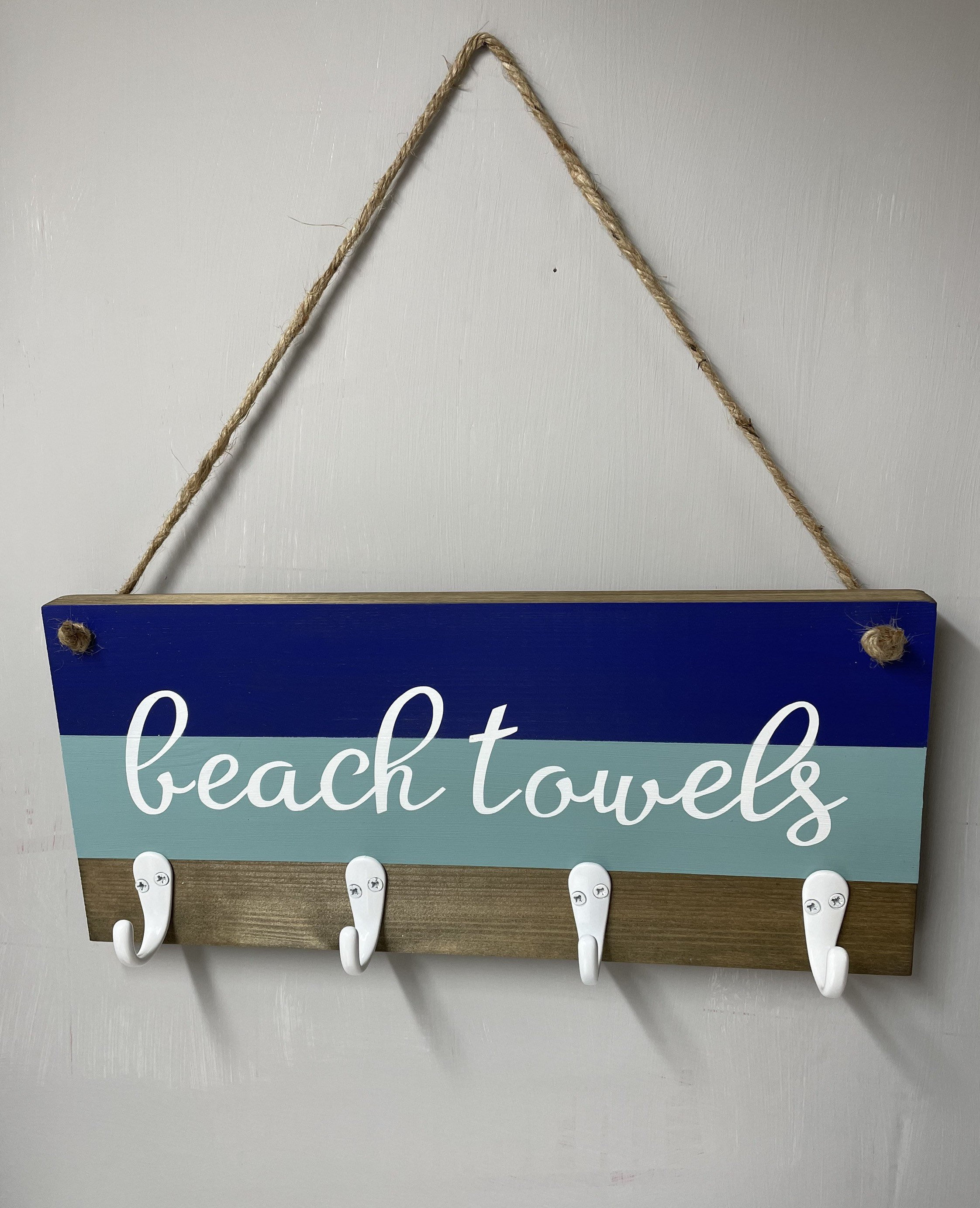 Beach towel rack Beach decor Beach towel hook Coastal Etsy