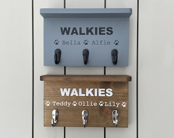 Personalized Dog Leash Hook with Shelf: Dog Wall Storage