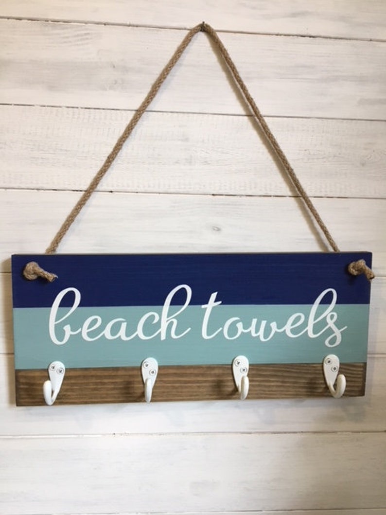 Beach towel rack/ Beach decor/ Beach towel hook/ Coastal Etsy