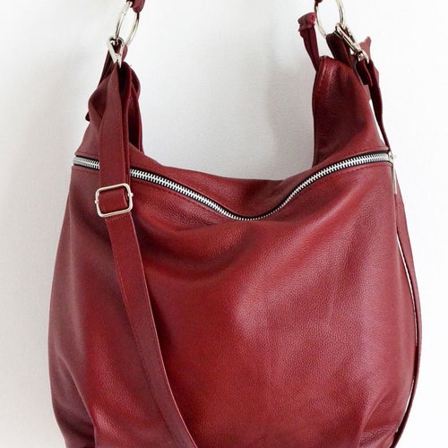 burgundy leather hobo bag
