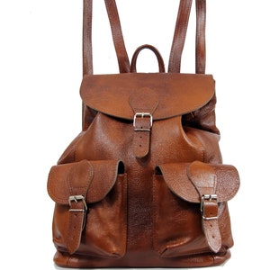 Großer Lederrucksack: Cognac Brauner Reiserucksack