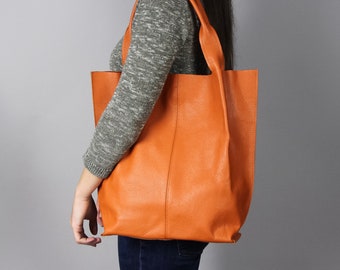 orange leather purse
