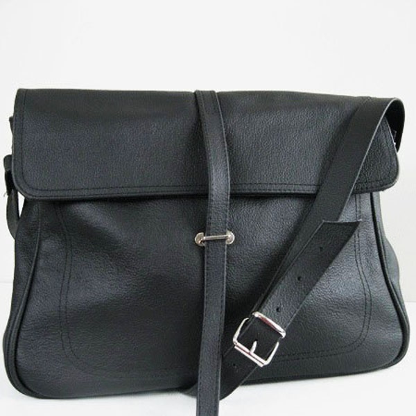LEATHER MESSENGER Bag, CROSS Body Leather Bag, Black Leather Bag,  Leather Shoulder Bag, Laptop Bag - Crossbody Leather Bag.