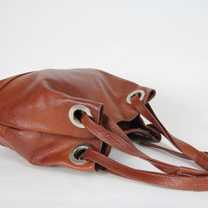 Brown leather Handbag Grained Cow Leather, Brown Purse, Cognac Brown Leather Purse with Zipper, Leather hobo bag, Large bag image 8