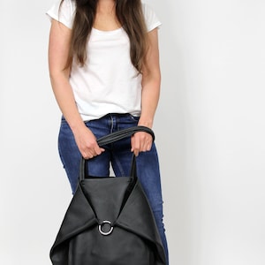 Black Large Leather Bag, Black Tote, Oversized Bag, Everyday Shopper ...