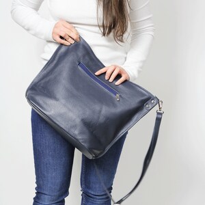 Navy Blue LEATHER HOBO BAG, Leather Crossbody Bag, Everyday Leather ...