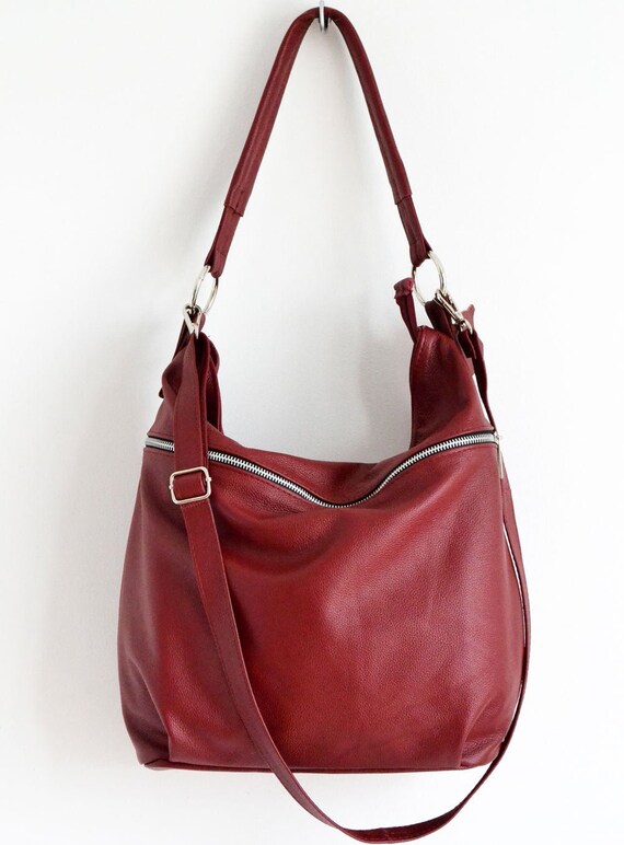 BURGUNDY LEATHER HOBO Bag Cross Body Bag Everyday Leather - Etsy