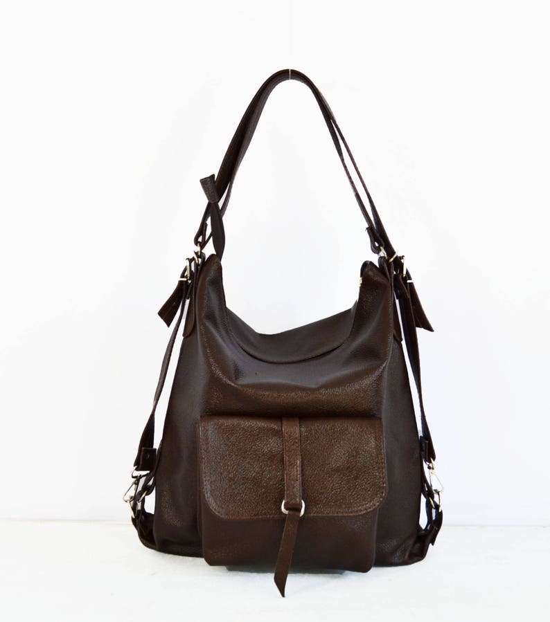 LEATHER BACKPACK PURSE Multi Way Rucksack Convertible Tote Bag Etsy