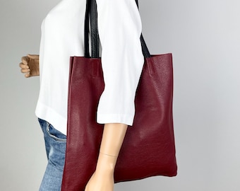 Soft Large Leather Tote Bag: Full Grain Leather Shopper and Laptop Bag