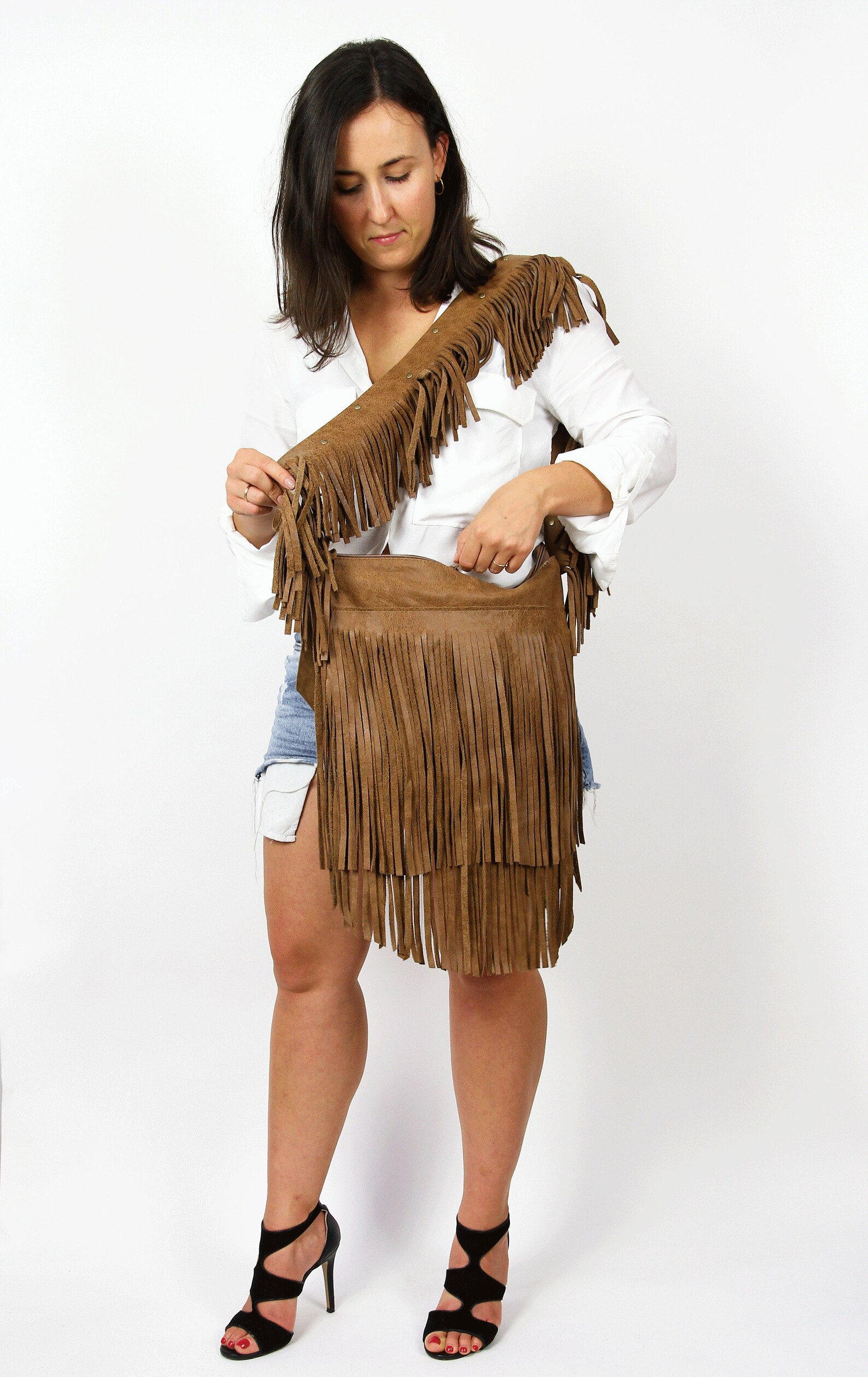 Brown Boho Bag Leather Crossbody Bag Slouchy Hobo Unique Etsy