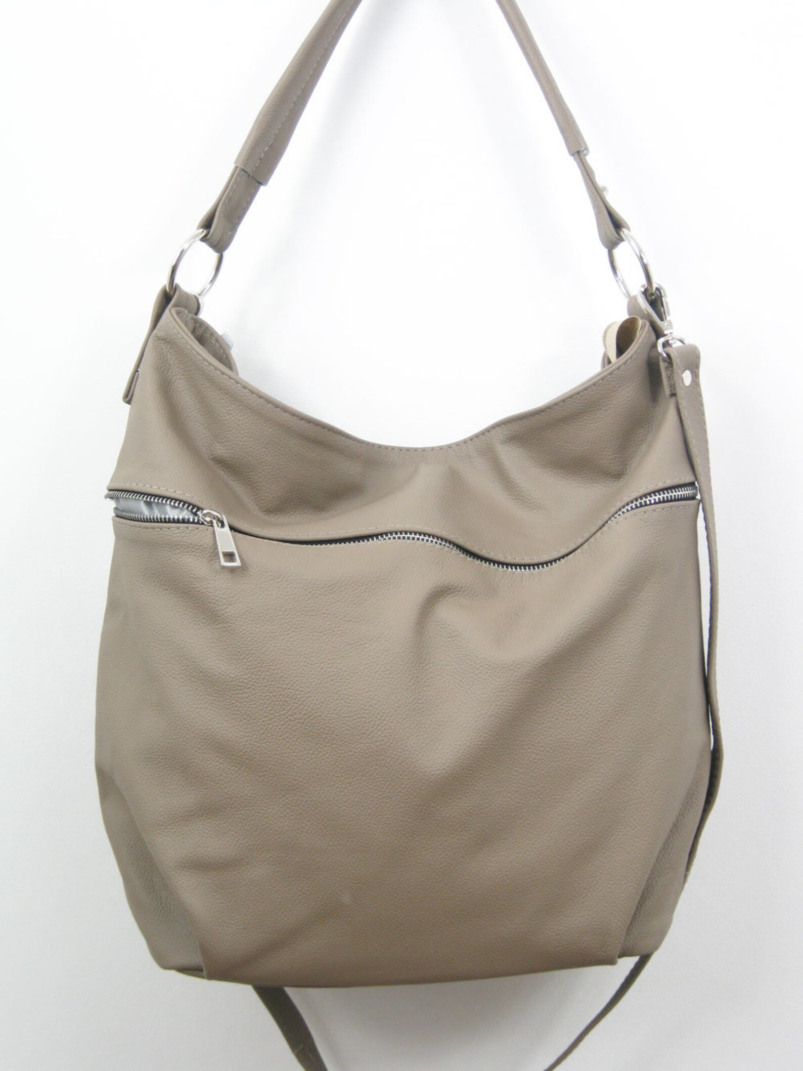 BEIGE LEATHER HOBO Bag Crossbody Bag Everyday Leather Etsy