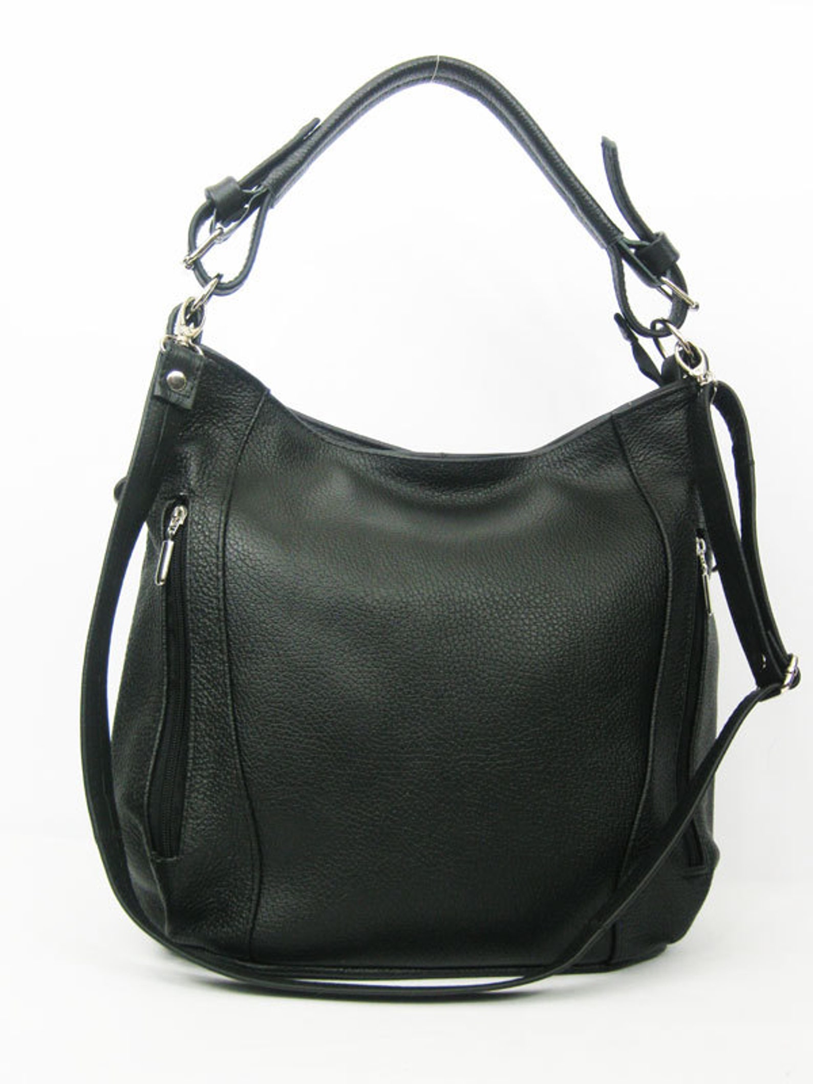 Black LEATHER HOBO BAG Everyday Leather Shoulder Bag Black Etsy
