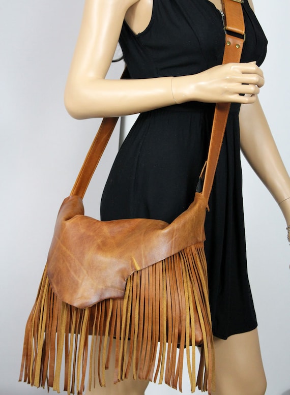 tan fringe purse