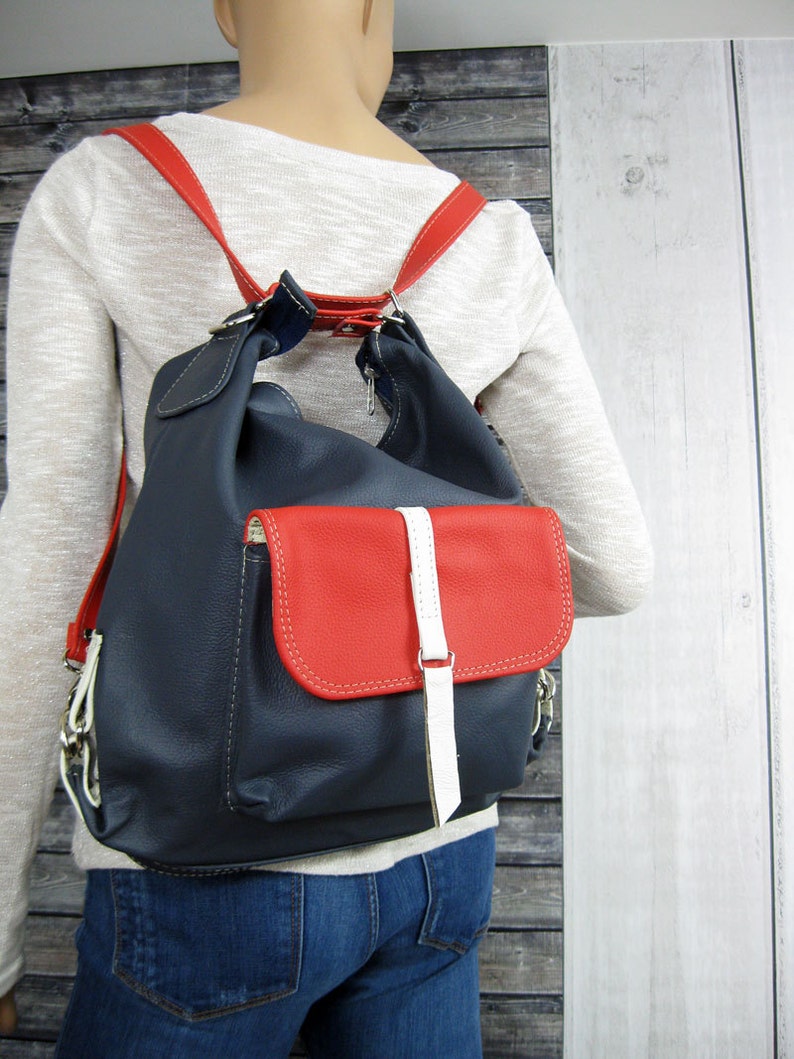 LEATHER BACKPACK PURSE Multi Way Rucksack Tote Bag Leather Etsy