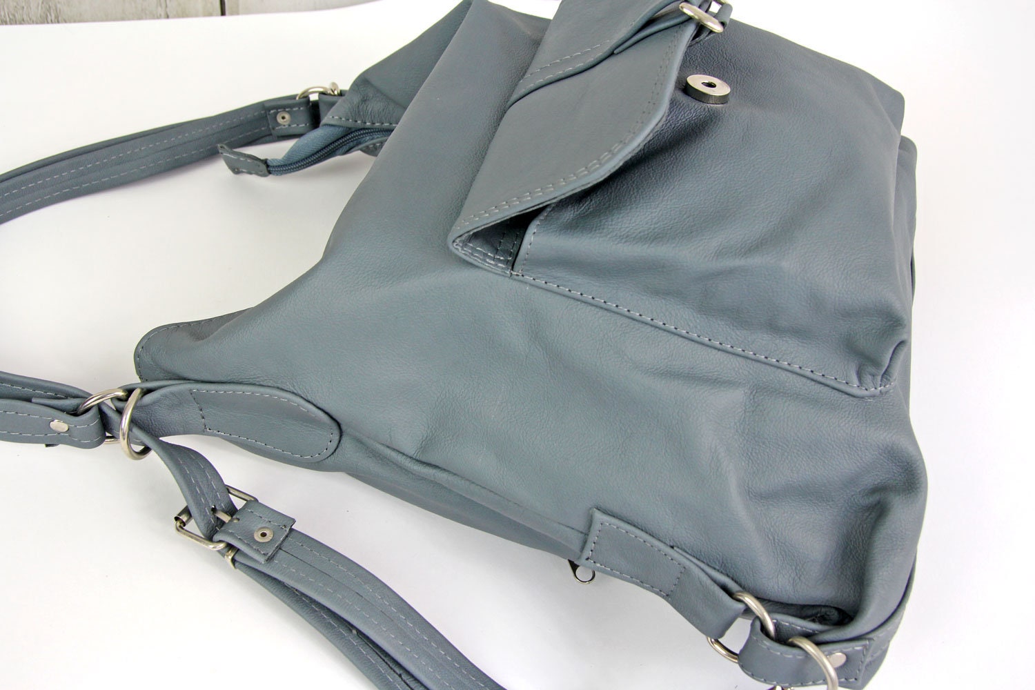 2118 Leather Shoulder Purse Convertible Backpack - Blue Convertible Electric Blue Leather Shoulder Bag Backpack  main image 2