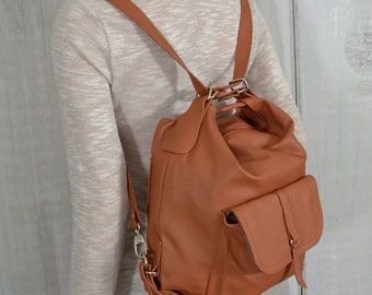 Leather backpack. Leather shoulder bag. Handmade. Handbag. Brown. Spring fashion. New!