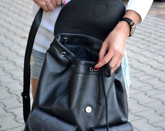 Bailey: Women's Black Leather Backpack