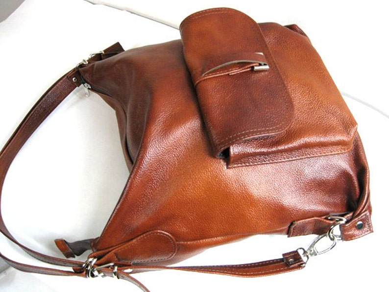 LEATHER Bag Leather BACKPACK Leather PURSE Multi Way Rucksack Tote Bag Cognac Brown Leather Shoulder Bag Hobo Bag Cross Body Bag