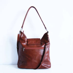 LEATHER SHOULDER Bag, Cognac Hobo Bag, Leather Crossbody Bag, Leather Bag Top Zipper Purse Cognac Brown Leather Bag SALE image 5