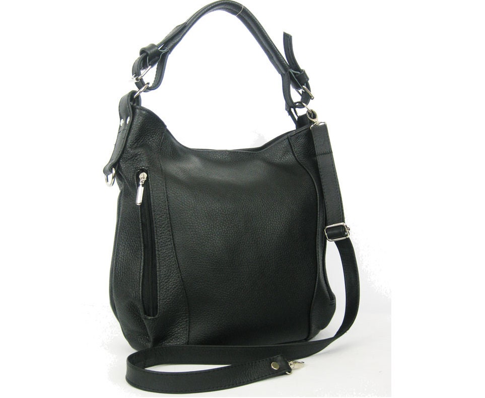 Black LEATHER HOBO BAG Everyday Leather Shoulder Bag Black | Etsy