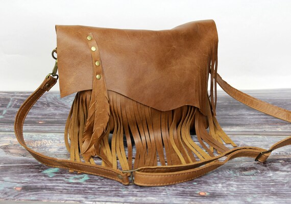 Distressed Leather schoudertas Bruin Lederen franje crossbody tas Tassel Crossbody Handtas Dames Portemonnee Etsy Nederland