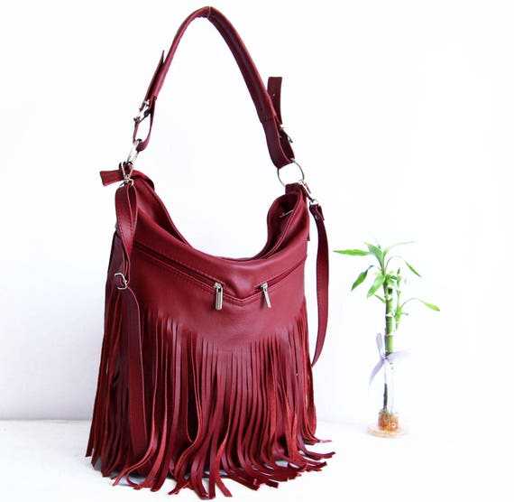 oxblood leather bag