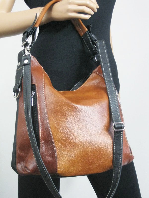 LEATHER SHOULDER BAG Brown Hobo Bag Leather Purse Top Zip Etsy