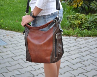 LEDERTASCHE, Leder Crossbody, Hobo Tasche, Leder Geldbörse, Top Reißverschlusstasche, Leder Handtasche, Braune Damen Geldbörse, Alltägliche Leder Umhängetasche