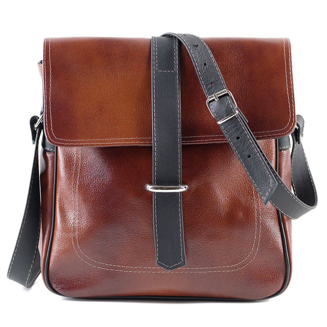 LEATHER MESSENGER Bag CROSS Body Leather Bag Cognac Leather - Etsy