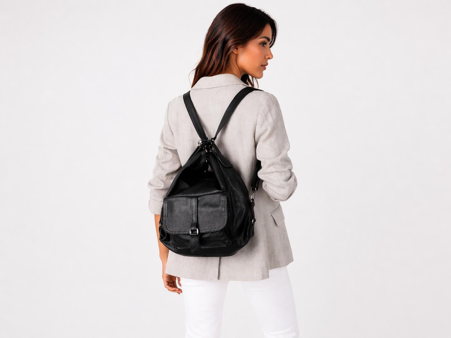 black leather shoulder bag backpack 9