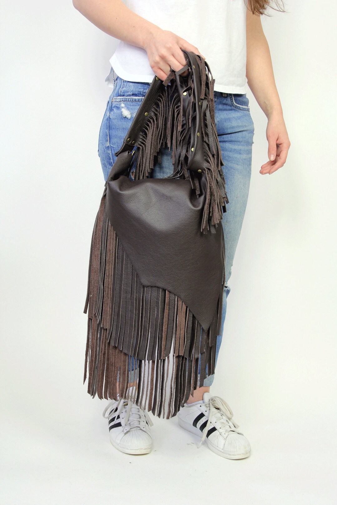 Brown Boho Bag, Leather Crossbody Bag, Unique Leather Bag, Boho Leather